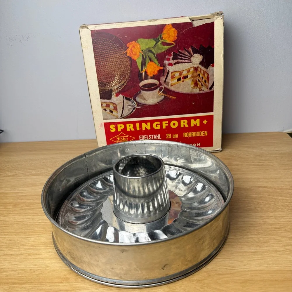 Fisko Springform Cake Tin 26cm‎ Edelstahl Silver West Germany Tube Bottom Bundt
